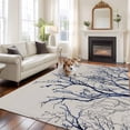 thumbnail image 1 of 6'x9' Area Rugs, Blue Tree Indoor Outdoor Area Rug for Living Room Bedroom, Retro Farmhouse Botanical Branches Bird Washable Bathroom Rugs Kitchen Floor Carpet Mats Home Decor Aesthetic, 1 of 8