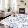 thumbnail image 1 of 6'x9' Area Rugs, Blue White Flowers Indoor Outdoor Area Rug for Living Room Bedroom, Spring Summer Floral Botanical Washable Bathroom Rugs Kitchen Floor Carpet Mats Home Decor Aesthetic, 1 of 8