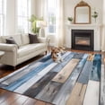 thumbnail image 1 of 6'x9' Area Rugs, Blue Wooden Grain Indoor Outdoor Area Rug for Living Room Bedroom, Farmhouse Country Abstract Art Washable Bathroom Rugs Kitchen Floor Carpet Mats Home Decor Aesthetic, 1 of 8