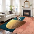 thumbnail image 1 of 6'x9' Area Rugs, Boho Indoor Outdoor Area Rug for Living Room Bedroom, Modern Abstract Gold Teal Geometric Art Washable Bathroom Rugs Kitchen Floor Carpet Mats Home Decor Aesthetic, 1 of 8