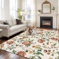 thumbnail image 1 of 6'x9' Area Rugs, Botanical Flowers Indoor Outdoor Area Rug for Living Room Bedroom, Vintage Country Pastoral Floral Vines Washable Bathroom Rugs Kitchen Floor Carpet Mats Home Decor Aesthetic, 1 of 8