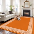 thumbnail image 1 of 6'x9' Area Rugs, Burnt Orange Geometric Indoor Outdoor Area Rug for Living Room Bedroom, Country Greece Key Art Washable Bathroom Rugs Kitchen Floor Carpet Mats Home Decor Aesthetic, 1 of 8