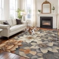 thumbnail image 1 of 6'x9' Area Rugs, Burnt Orange Grey Flower Indoor Outdoor Area Rug for Living Room Bedroom, Vintage Spring Floral Botanical Washable Bathroom Rugs Kitchen Floor Carpet Mats Home Decor Aesthetic, 1 of 8
