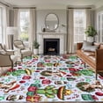 thumbnail image 1 of 6'x9' Area Rugs, Christmas Indoor Outdoor Area Rug for Living Room Bedroom, Western Cow Cactus Xmas Balls Botanical Blue Washable Bathroom Rugs Kitchen Floor Carpet Mats Home Decor Aesthetic, 1 of 8