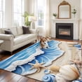 thumbnail image 1 of 6'x9' Area Rugs, Coastal Beach Indoor Outdoor Area Rug for Living Room Bedroom, Blue Ocean Starfish Shell Seashore Sand Washable Bathroom Rugs Kitchen Floor Carpet Mats Home Decor Aesthetic, 1 of 8