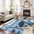 thumbnail image 1 of 6'x9' Area Rugs, Coastal Beach Indoor Outdoor Area Rug for Living Room Bedroom, Ocean Starfish Farmhouse Plank Washable Bathroom Rugs Kitchen Floor Carpet Mats Home Decor Aesthetic, 1 of 8