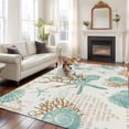 thumbnail image 1 of 6'x9' Area Rugs, Coastal Starfish Indoor Outdoor Area Rug for Living Room Bedroom, Farmhouse Nautical Seahorse Conch Washable Bathroom Rugs Kitchen Floor Carpet Mats Home Decor Aesthetic, 1 of 8
