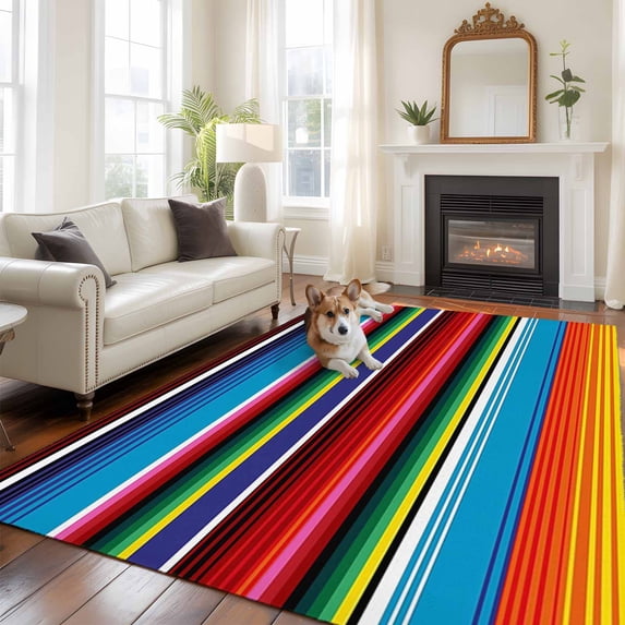 6'x9' Area Rugs, Colorful Striped Indoor Outdoor Area Rug for Living ...