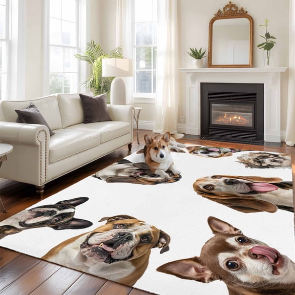 6'x9' Area Rugs, Cute Dogs Indoor Outdoor Area Rug for Living Room Bedroom, Animals Gypsies Bulldog Cattledogs Modern Art Washable Bathroom Rugs Kitchen Floor Carpet Mats Home Decor Aesthetic