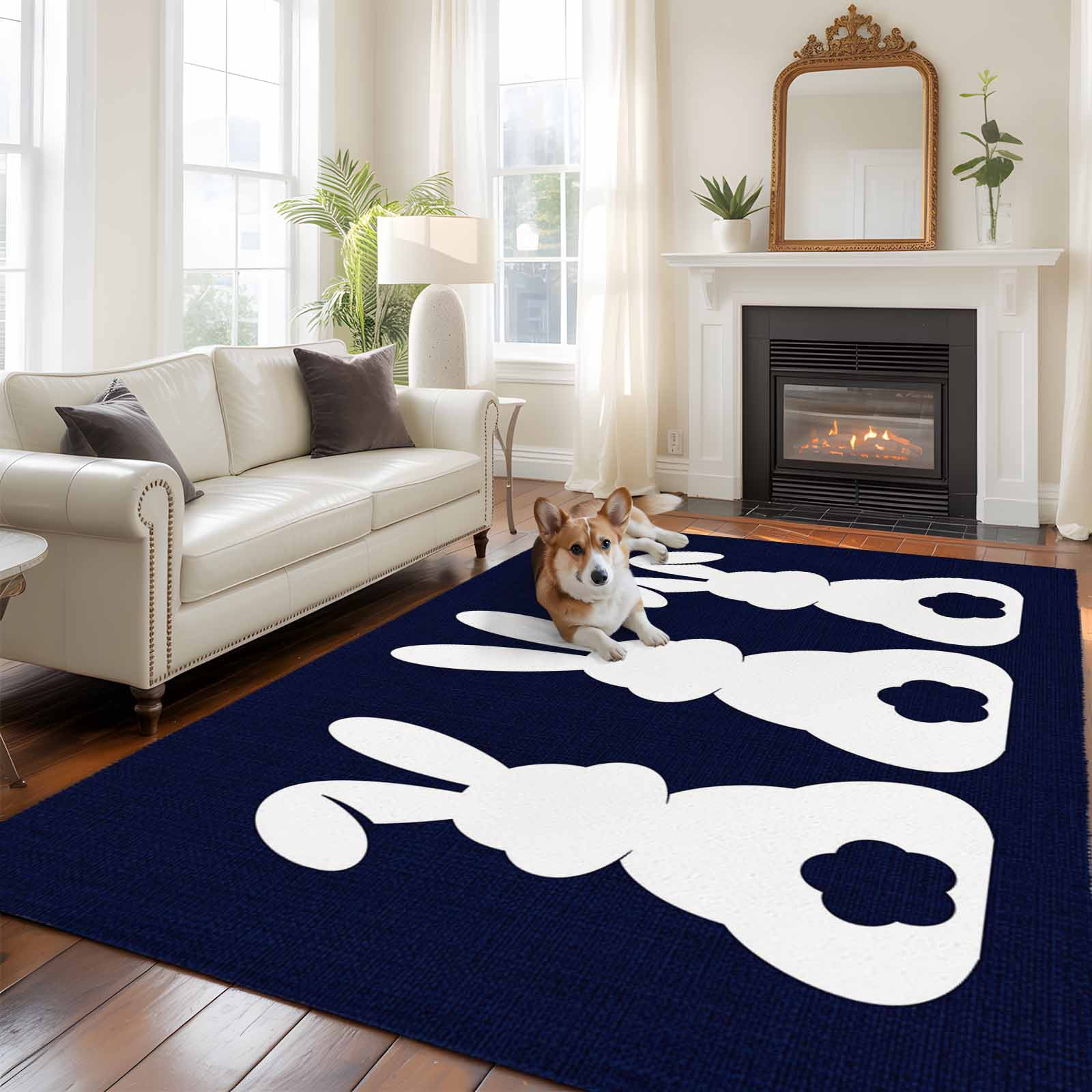 6'x9' Area Rugs, Easter Bunny Indoor Outdoor Area Rug for Living Room ...