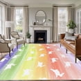 thumbnail image 1 of 6'x9' Area Rugs, Easter Indoor Outdoor Area Rug for Living Room Bedroom, Spring Rabbit Silhouette Colorful Rainbow Graffiti Washable Bathroom Rugs Kitchen Floor Carpet Mats Home Decor Aesthetic, 1 of 8