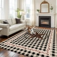 thumbnail image 1 of 6'x9' Area Rugs, Farm Plaid Indoor Outdoor Area Rug for Living Room Bedroom, West Texas Star Rustic Farmhouse Black Brown Washable Bathroom Rugs Kitchen Floor Carpet Mats Home Decor Aesthetic, 1 of 8