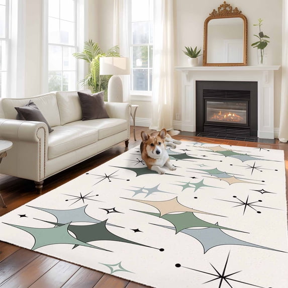 6'x9' Area Rugs, Green Beige Diamond Indoor Outdoor Area Rug for Living Room Bedroom, Modern Geometric Middle Century Pink Washable Bathroom Rugs Kitchen Floor Carpet Mats Home Decor Aesthetic
