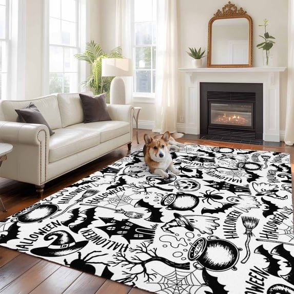 Large Spooky Rug 6'x9' Area Rugs, Halloween Indoor Outdoor Area Rug for Living Room ...