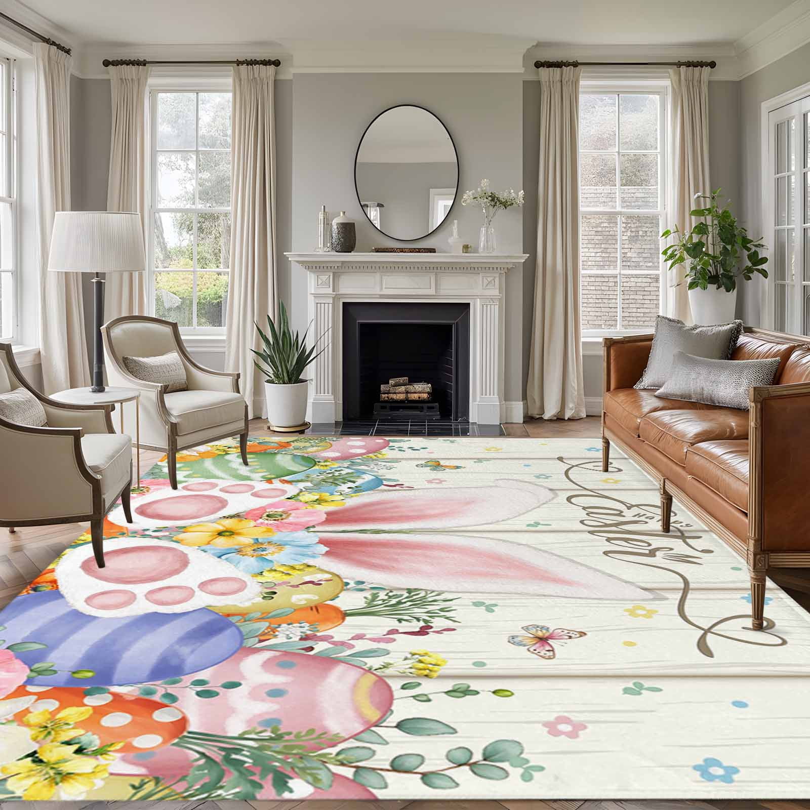 6'x9' Area Rugs, Happy Easter Indoor Outdoor Area Rug for Living Room ...