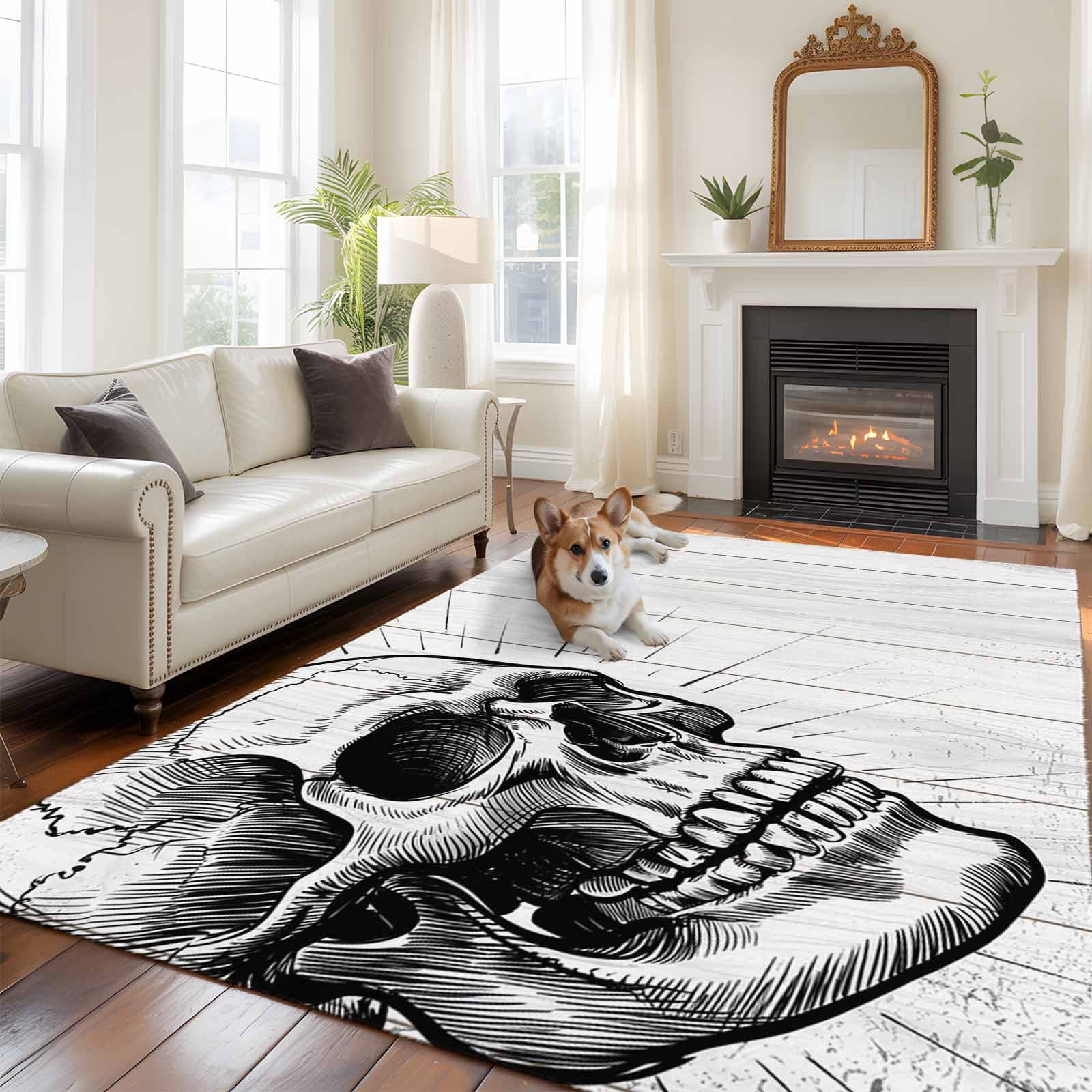 6'x9' Area Rugs, Horror Skull Indoor Outdoor Area Rug for Living Room ...