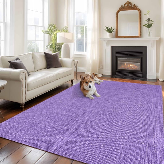 6'x9' Area Rugs, Lavender Burlap Texture Indoor Outdoor Area Rug for Living Room Bedroom, Farmhouse Vintage Lavender Washable Bathroom Rugs Kitchen Floor Carpet Mats Home Decor Aesthetic