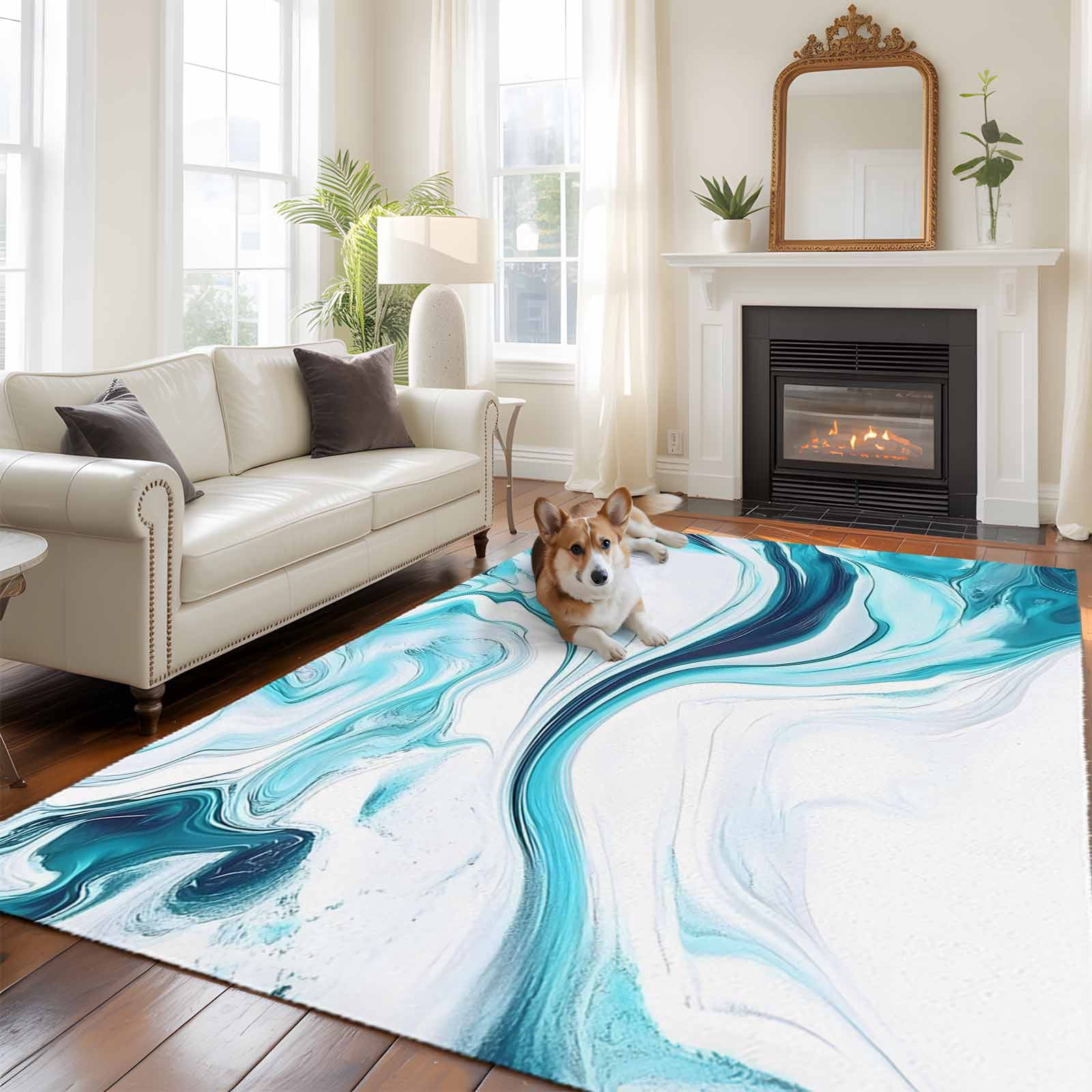 6'x9' Area Rugs, Marble Ripple Indoor Outdoor Area Rug for Living Room ...