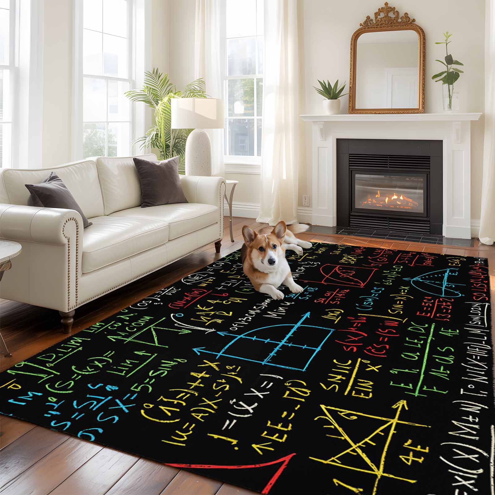 6'x9' Area Rugs, Math Formula Geometric Indoor Outdoor Area Rug for ...