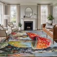 thumbnail image 1 of 6'x9' Area Rugs, Mushroom Indoor Outdoor Area Rug for Living Room Bedroom, Vintage Watercolor Oil Painting Botanical Washable Bathroom Rugs Kitchen Floor Carpet Mats Home Decor Aesthetic, 1 of 8