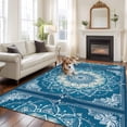 thumbnail image 1 of 6'x9' Area Rugs, Navy Blue Boho Indoor Outdoor Area Rug for Living Room Bedroom, Southwestern Floral Ethnic Tribal Abstract Washable Bathroom Rugs Kitchen Floor Carpet Mats Home Decor Aesthetic, 1 of 8