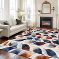 thumbnail image 1 of 6'x9' Area Rugs, Navy Blue Burnt Orange Indoor Outdoor Area Rug for Living Room Bedroom, Abstract Palm Leaf Botanical Washable Bathroom Rugs Kitchen Floor Carpet Mats Home Decor Aesthetic, 1 of 8