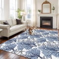 thumbnail image 1 of 6'x9' Area Rugs, Navy Blue Coral Coastal Indoor Outdoor Area Rug for Living Room Bedroom, Summer Beach Starfish Nautical Washable Bathroom Rugs Kitchen Floor Carpet Mats Home Decor Aesthetic, 1 of 8