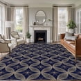 thumbnail image 1 of 6'x9' Area Rugs, Navy Blue Geometric Indoor Outdoor Area Rug for Living Room Bedroom, Brown Modern Abstract Art Aesthetics Washable Bathroom Rugs Kitchen Floor Carpet Mats Home Decor Aesthetic, 1 of 8