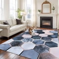 thumbnail image 1 of 6'x9' Area Rugs, Navy Blue Grey Indoor Outdoor Area Rug for Living Room Bedroom, Modern Abstract Art Geometric Washable Bathroom Rugs Kitchen Floor Carpet Mats Home Decor Aesthetic, 1 of 8