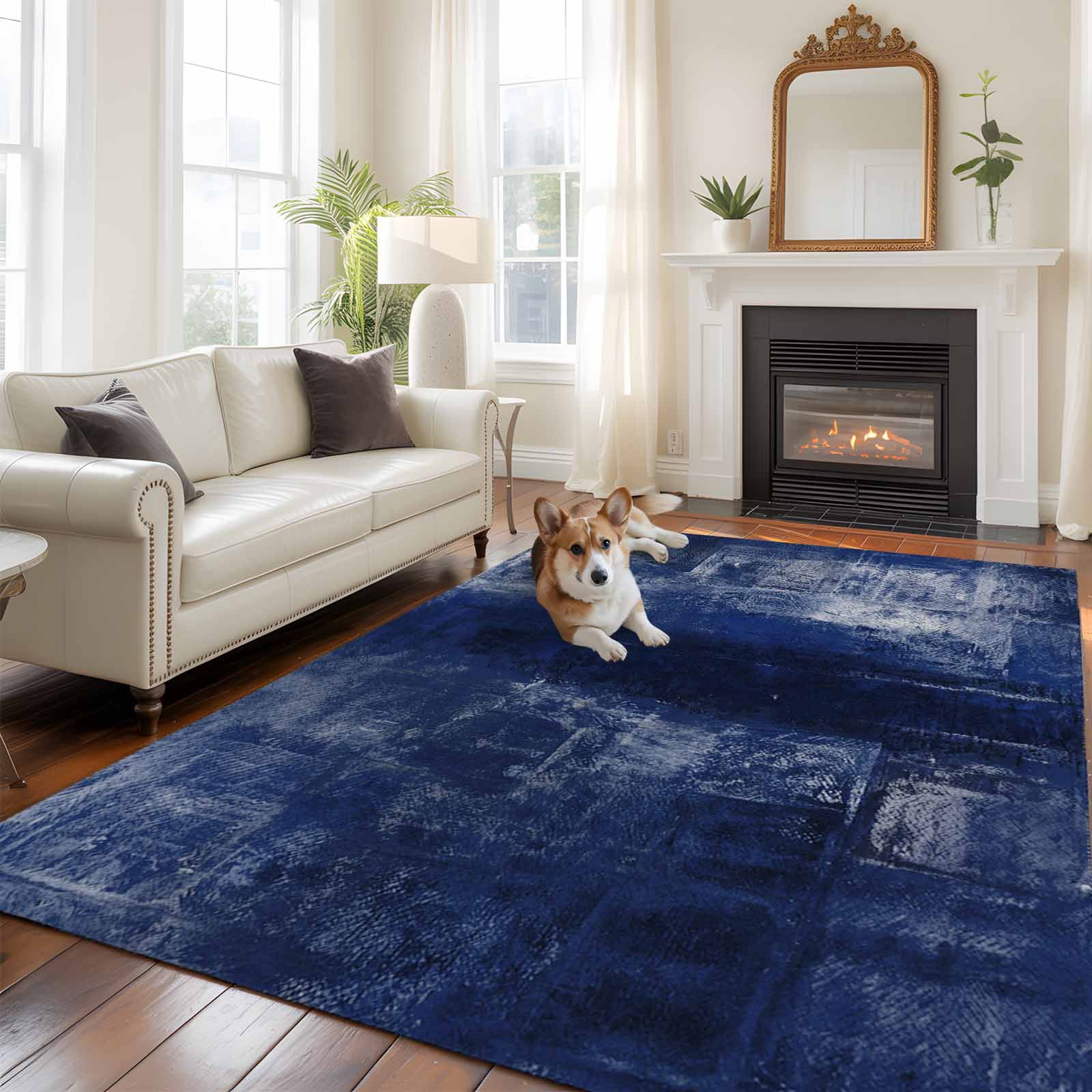 Aethics Rugs 6'x9' Area Rugs, Navy Blue Indoor Outdoor Area Rug for Living Room ...