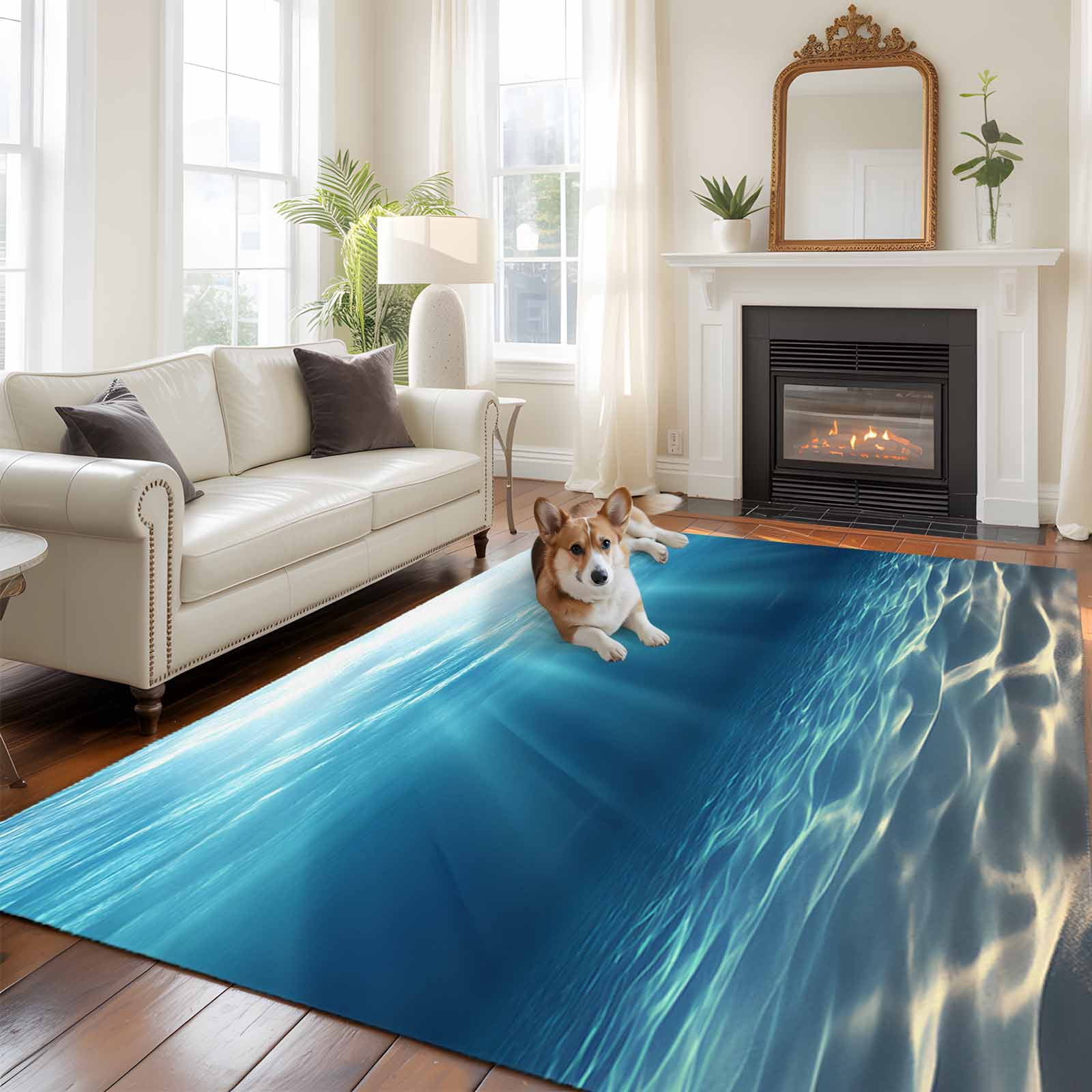 6'x9' Area Rugs, Ocean Blue Indoor Outdoor Area Rug for Living Room ...