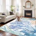 thumbnail image 1 of 6'x9' Area Rugs, Ocean Botanical Indoor Outdoor Area Rug for Living Room Bedroom, Summer Coastal Sea Blue Green Coral Washable Bathroom Rugs Kitchen Floor Carpet Mats Home Decor Aesthetic, 1 of 8