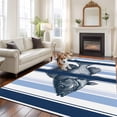 thumbnail image 1 of 6'x9' Area Rugs, Ocean Fish Indoor Outdoor Area Rug for Living Room Bedroom, Watercolor Navy Blue Aqua Stripe Modern Washable Bathroom Rugs Kitchen Floor Carpet Mats Home Decor Aesthetic, 1 of 8