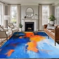 thumbnail image 1 of 6'x9' Area Rugs, Orange Blue Indoor Outdoor Area Rug for Living Room Bedroom, Geometric Oil Painting Modern Abstract Washable Bathroom Rugs Kitchen Floor Carpet Mats Home Decor Aesthetic, 1 of 8