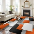 thumbnail image 1 of 6'x9' Area Rugs, Orange Gray Black Indoor Outdoor Area Rug for Living Room Bedroom, Modern Abstract Geometric Plaid Washable Bathroom Rugs Kitchen Floor Carpet Mats Home Decor Aesthetic, 1 of 8