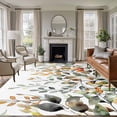thumbnail image 1 of 6'x9' Area Rugs, Orange Green Eucalyptus Leaves Indoor Outdoor Area Rug for Living Room Bedroom, Fall Botanical Watercolor Washable Bathroom Rugs Kitchen Floor Carpet Mats Home Decor Aesthetic, 1 of 8