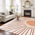 thumbnail image 1 of 6'x9' Area Rugs, Orange Sunshine Indoor Outdoor Area Rug for Living Room Bedroom, Lines Retro Abstract Middle Century Washable Bathroom Rugs Kitchen Floor Carpet Mats Home Decor Aesthetic, 1 of 8