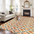 thumbnail image 1 of 6'x9' Area Rugs, Orange Teal Geometric Indoor Outdoor Area Rug for Living Room Bedroom, Southwest Ethnic Country Washable Bathroom Rugs Kitchen Floor Carpet Mats Home Decor Aesthetic, 1 of 8