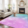 thumbnail image 1 of 6'x9' Area Rugs, Pink Blue Turquoise Indoor Outdoor Area Rug for Living Room Bedroom, Gradient Fireworks Minimalism Funny Washable Bathroom Rugs Kitchen Floor Carpet Mats Home Decor Aesthetic, 1 of 8