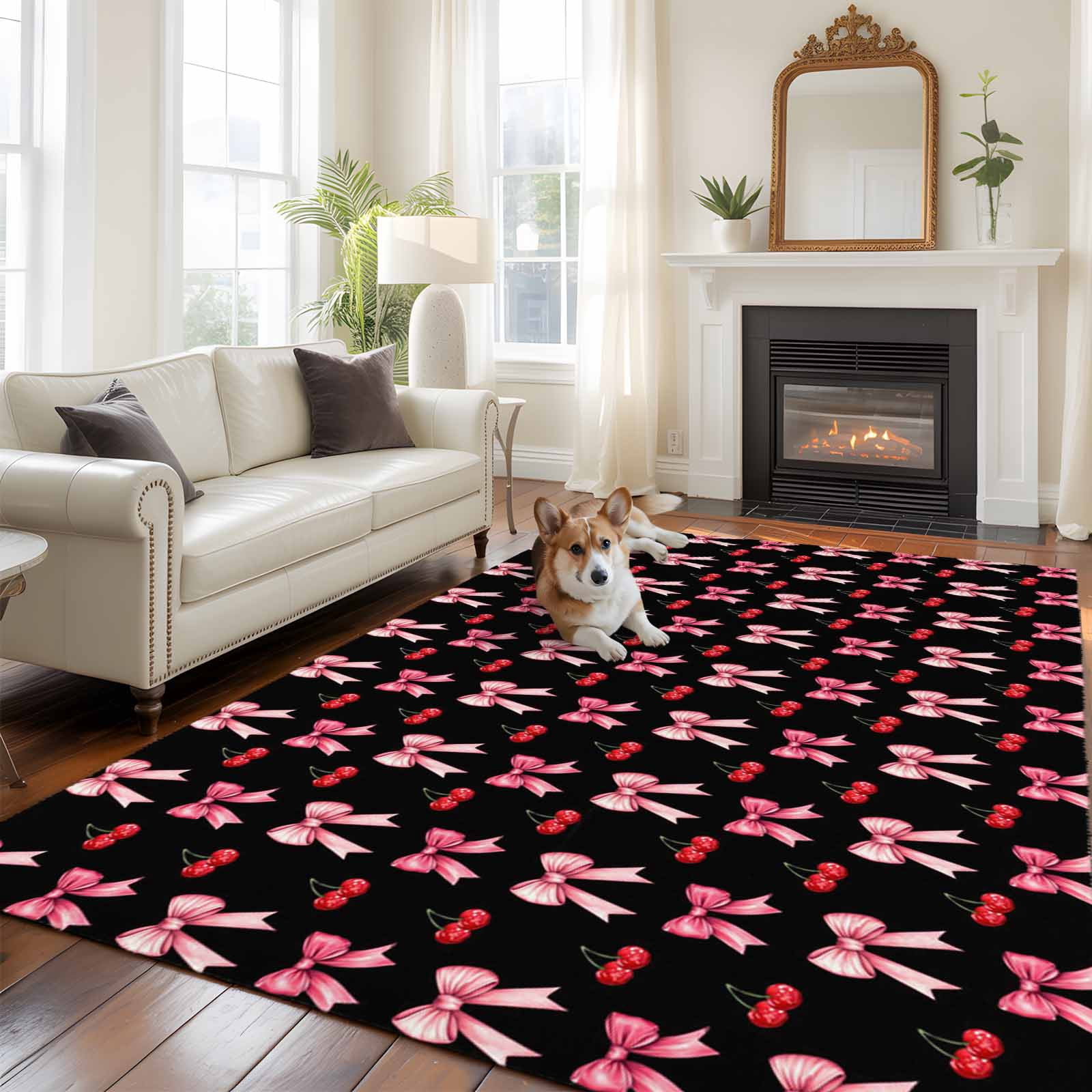 6'x9' Area Rugs, Pink Bow Indoor Outdoor Area Rug for Living Room ...