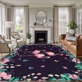 thumbnail image 1 of 6'x9' Area Rugs, Pink Flamingo Indoor Outdoor Area Rug for Living Room Bedroom, Green Summer Tropical Botanical Black Washable Bathroom Rugs Kitchen Floor Carpet Mats Home Decor Aesthetic, 1 of 8