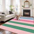 thumbnail image 1 of 6'x9' Area Rugs, Pink Green Blue Stripe Indoor Outdoor Area Rug for Living Room Bedroom, Farmhouse Stripes Contemporary Washable Bathroom Rugs Kitchen Floor Carpet Mats Home Decor Aesthetic, 1 of 8