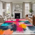 thumbnail image 1 of 6'x9' Area Rugs, Pink Orange Black Indoor Outdoor Area Rug for Living Room Bedroom, Modern Oil Painting Contemporary Washable Bathroom Rugs Kitchen Floor Carpet Mats Home Decor Aesthetic, 1 of 8