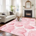 thumbnail image 1 of 6'x9' Area Rugs, Pink Shell Coastal Indoor Outdoor Area Rug for Living Room Bedroom, Nautical Ocean Summer Beach Sea Washable Bathroom Rugs Kitchen Floor Carpet Mats Home Decor Aesthetic, 1 of 8