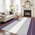 thumbnail image 1 of 6'x9' Area Rugs, Purple Grey Stripe Indoor Outdoor Area Rug for Living Room Bedroom, Modern Art Horizontal Striped Washable Bathroom Rugs Kitchen Floor Carpet Mats Home Decor Aesthetic, 1 of 8