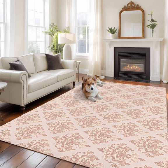 6'x9' Area Rugs, Red Floral Boho Indoor Outdoor Area Rug for Living Room Bedroom, Vintage Ethnic Tribe Abstract Art Washable Bathroom Rugs Kitchen Floor Carpet Mats Home Decor Aesthetic