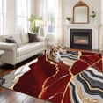 thumbnail image 1 of 6'x9' Area Rugs, Red Marble Indoor Outdoor Area Rug for Living Room Bedroom, Grey Gold Texture Vintage Farmhouse Art Washable Bathroom Rugs Kitchen Floor Carpet Mats Home Decor Aesthetic, 1 of 8