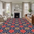 thumbnail image 1 of 6'x9' Area Rugs, Red Navy Blue Indoor Outdoor Area Rug for Living Room Bedroom, Morocco Modern Geometric Ethnic Art Washable Bathroom Rugs Kitchen Floor Carpet Mats Home Decor Aesthetic, 1 of 8