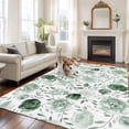 thumbnail image 1 of 6'x9' Area Rugs, Sage Green Flower Indoor Outdoor Area Rug for Living Room Bedroom, Vintage Rose Floral Botanical Leaf Washable Bathroom Rugs Kitchen Floor Carpet Mats Home Decor Aesthetic, 1 of 8