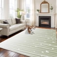 thumbnail image 1 of 6'x9' Area Rugs, Sage Green Indoor Outdoor Area Rug for Living Room Bedroom, Floral Stripe Gradient Simple Branch Texture Washable Bathroom Rugs Kitchen Floor Carpet Mats Home Decor Aesthetic, 1 of 8